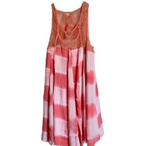 Tye dye rose and  white dress with macrame top